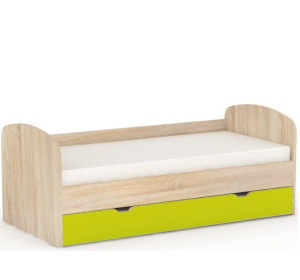 REA ABRA dub bardolino + farebné čelo, detská posteľ s prístelkou 90x200 cm