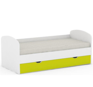 REA ABRA biela + farebné čelo, detská posteľ s prístelkou 90x200 cm