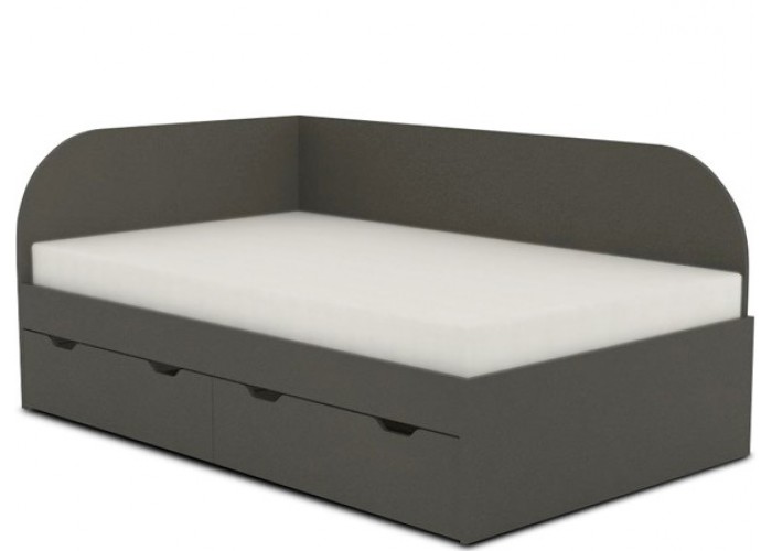 REA GARY 120L šedý grafit, študentská posteľ 120x200 cm s úložným priestorom ľavá