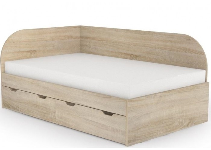 REA GARY 120L dub bardolino, študentská posteľ 120x200 cm s úložným priestorom ľavá