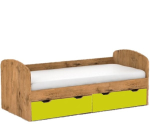 REA GOLEM dub lancelot + farebné čelo, posteľ pre deti 90x200 cm s úložným priestorom