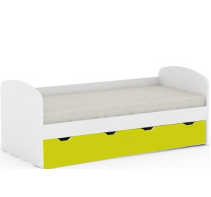 REA GOLEM biela + farebné čelo, posteľ pre deti 90x200 cm s úložným priestorom