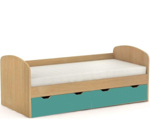 REA GOLEM buk + farebné čelo, posteľ pre deti 90x200 cm s úložným priestorom