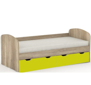 REA GOLEM dub canyon + farebné čelo, posteľ pre deti 90x200 cm s úložným priestorom