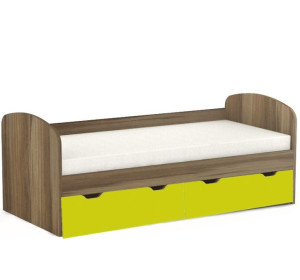 REA GOLEM orech rockpille + farebné čelo, posteľ pre deti 90x200 cm s úložným priestorom