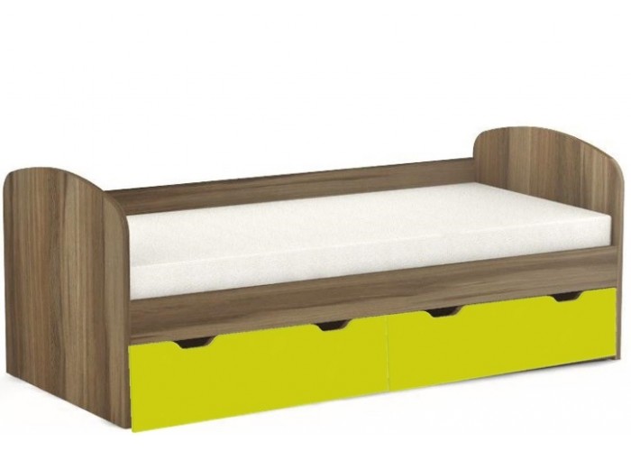 REA GOLEM orech rockpille + farebné čelo, posteľ pre deti 90x200 cm s úložným priestorom