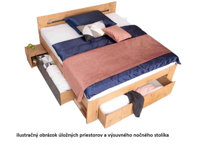 REA LARISA UP 120 buk + farebné čielko, jednolôžková posteľ 120x200 cm s úložným priestorom