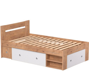 REA LARISA UP 120 dub lancelot + farebné čielko, jednolôžková posteľ 120x200 cm s úložným priestorom