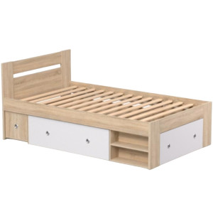 REA LARISA UP 120 dub bardolino + farebné čielko, jednolôžková posteľ 120x200 cm s úložným priestorom