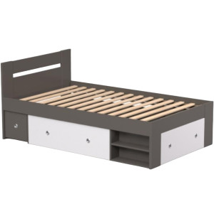 REA LARISA UP 120 šedý grafit + farebné čielko, jednolôžková posteľ 120x200 cm s úložným priestorom