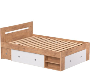 REA LARISA UP 140 dub lancelot + farebné čielko, posteľ 140x200 cm s úložným priestorom