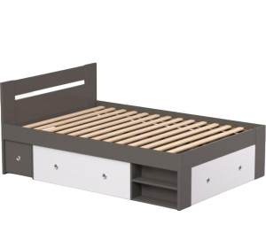 REA LARISA UP 140 šedý grafit + farebné čielko, posteľ 140x200 cm s úložným priestorom