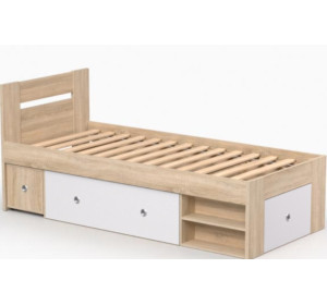 REA LARISA UP 90 dub bardolino + farebné čielko, jednolôžková posteľ 90x200 cm s úložným priestorom