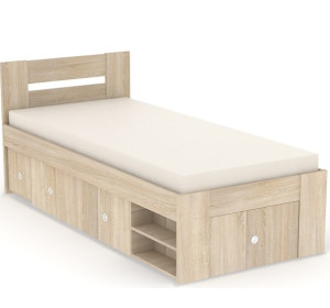 REA LARISA UP 90 dub bardolino, jednolôžková posteľ 90x200 cm s úložným priestorom