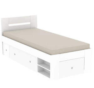 REA LARISA UP 90 biela, jednolôžková posteľ 90x200 cm s úložným priestorom