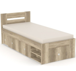 REA LARISA UP 90 dub canyon, jednolôžková posteľ 90x200 cm s úložným priestorom