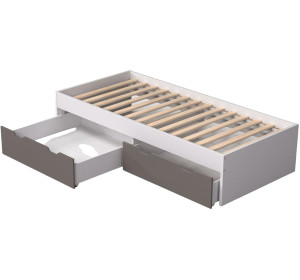 REA MISTY 90 biela, jednolôžková posteľ 90x200 cm s úložným priestorom