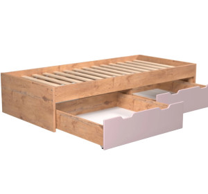 REA MISTY 90 dub lancelot, jednolôžková posteľ 90x200 cm s úložným priestorom