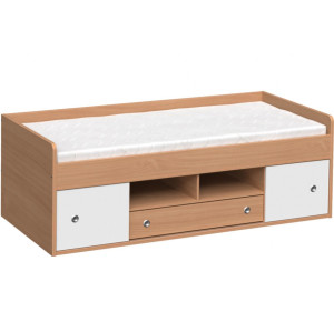 REA POPPO buk + farebné čielko, detská posteľ 90x200 cm s úložným priestorom