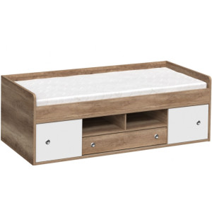 REA POPPO dub canyon + farebné čielko, detská posteľ 90x200 cm s úložným priestorom