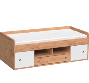 REA POPPO dub lancelot + farebné čielko, detská posteľ 90x200 cm s úložným priestorom