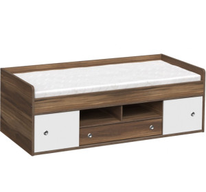 REA POPPO orech rockpille + farebné čielko, detská posteľ 90x200 cm s úložným priestorom