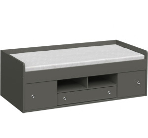 REA POPPO šedý grafit, detská posteľ 90x200 cm s úložným priestorom