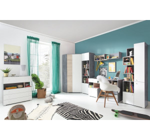 SKIP biela/betón/dub 11, komoda