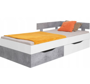 SKIP biela/betón 16, jednolôžková študentská posteľ 120x200 cm
