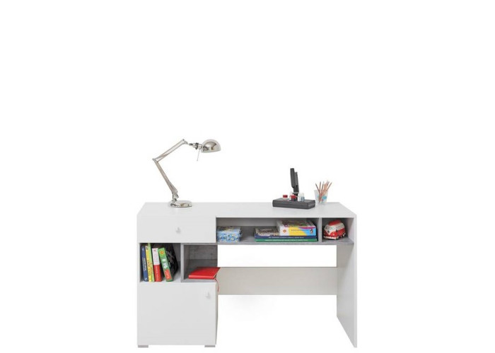 SKIP biela/betón 10, písací stolík