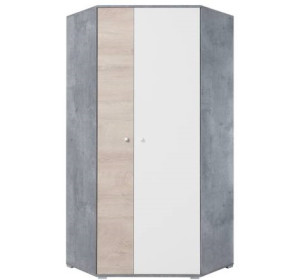 SKIP biela/betón/dub 02, šatníková skriňa
