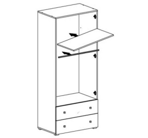 SKIP biela/betón 03, šatníková skriňa