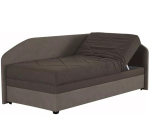 Blanar TURI 1 hnedá pravá, jednolôžková rohová posteľ s roštom a matracom 90x200 cm