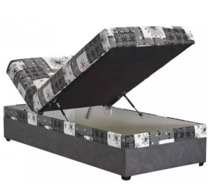 Blanar EVELINA sivá váľanda 90x200 cm s úložným priestorom a polohovaním