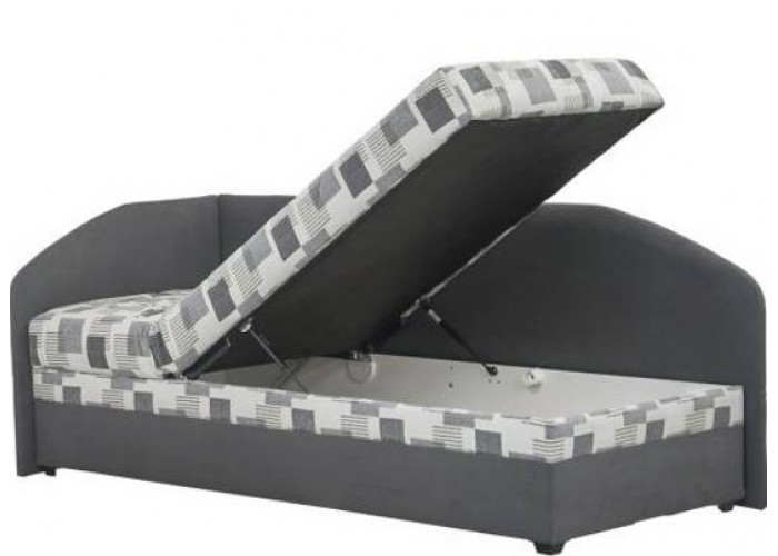 OSLO 2 sivo-hnedá, ľavá, posteľ s matracom a roštom 90x200 cm