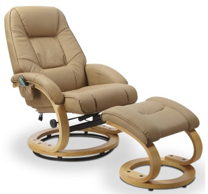 MATADOR béžové polohovacie masážne, relaxačné kreslo s podnožkou