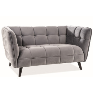 CASTELLO 2 zamatové sivé, relaxačné dvojkreslo