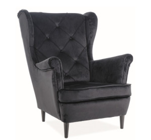 LADY zamatové čierne, relaxačné kreslo