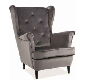 LADY zamatové sivé, relaxačné kreslo