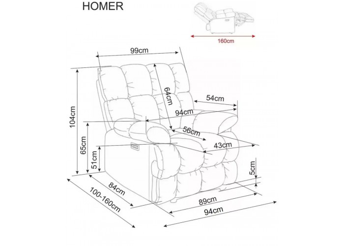 HOMER RAVEN cappuccino relaxačné polohovacie kreslo HOMER RAVEN cappuccino relaxačné polohovacie kreslo
