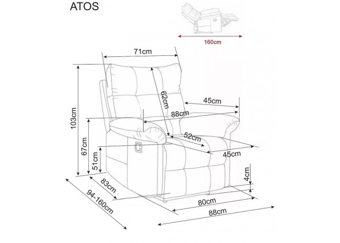 ATOS RAVEN sivé relaxačné polohovacie kreslo