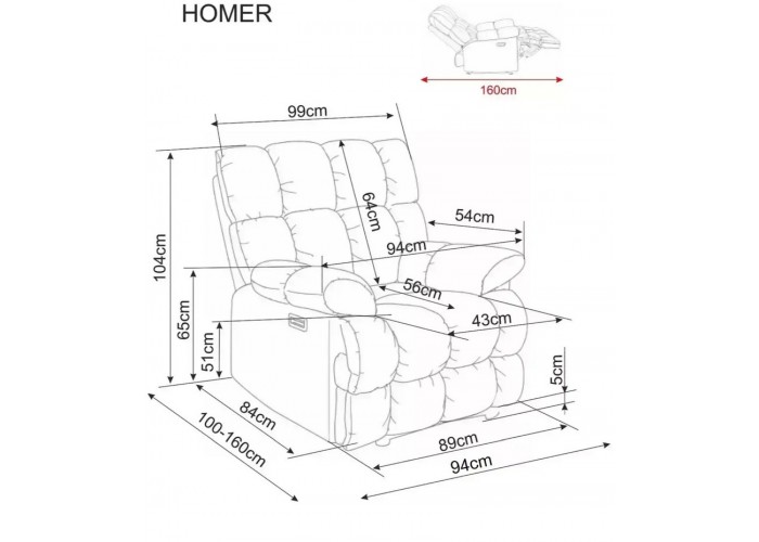 HOMER RAVEN sivé relaxačné polohovacie kreslo HOMER RAVEN sivé relaxačné polohovacie kreslo