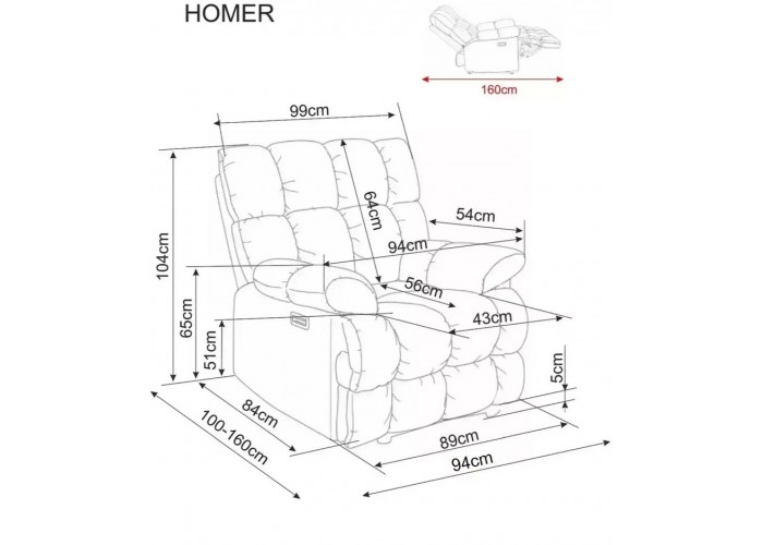 HOMER RAVEN tmavobéžové relaxačné polohovacie kreslo HOMER RAVEN tmavobéžové relaxačné polohovacie kreslo