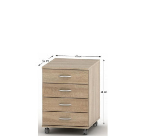 ASISTENT NEW dub sonoma AS 015, kancelársky zásuvkový kontajner