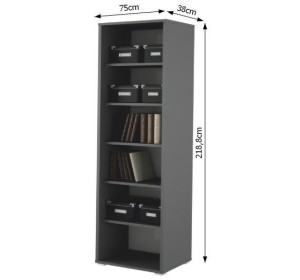 RIOMA NEW grafit/biela 01, kancelársky regál