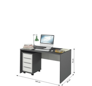 RIOMA NEW grafit/biela 11, kancelársky písací stôl