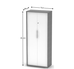 RIOMA NEW grafit/biela 31, kancelárska šatníkovo-policová skriňa so zámkom
