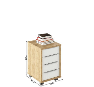 RIOMA dub artisan/biela 14, kontajner pod písací stôl