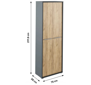 RIOMA NEW grafit/dub artisan 05, kancelárska policová skriňa