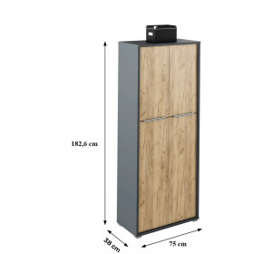 RIOMA NEW grafit/dub artisan 07, kancelárska policová skriňa